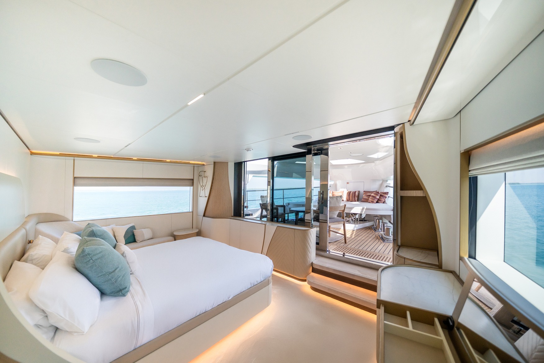 The owner's stateroom and its private terrace