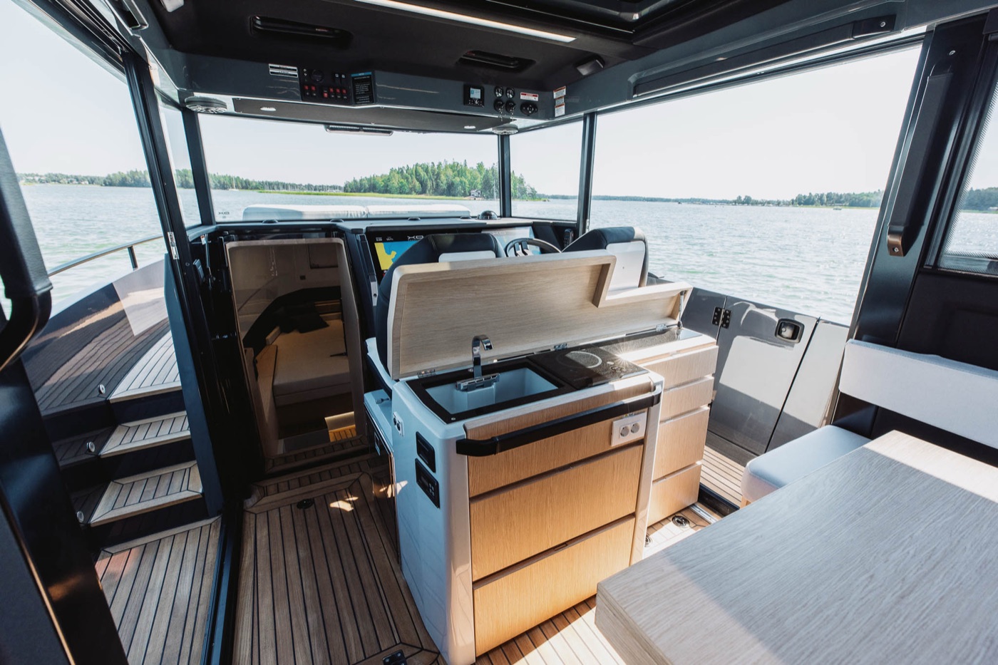 EXPLR 44 galley module and forward cabin entry